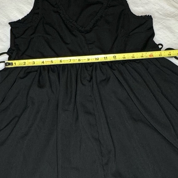 Dex Baby Doll Aline Dress Flirty Ruffles Bows on side Pleated at Waist Black Med - Picture 13 of 16